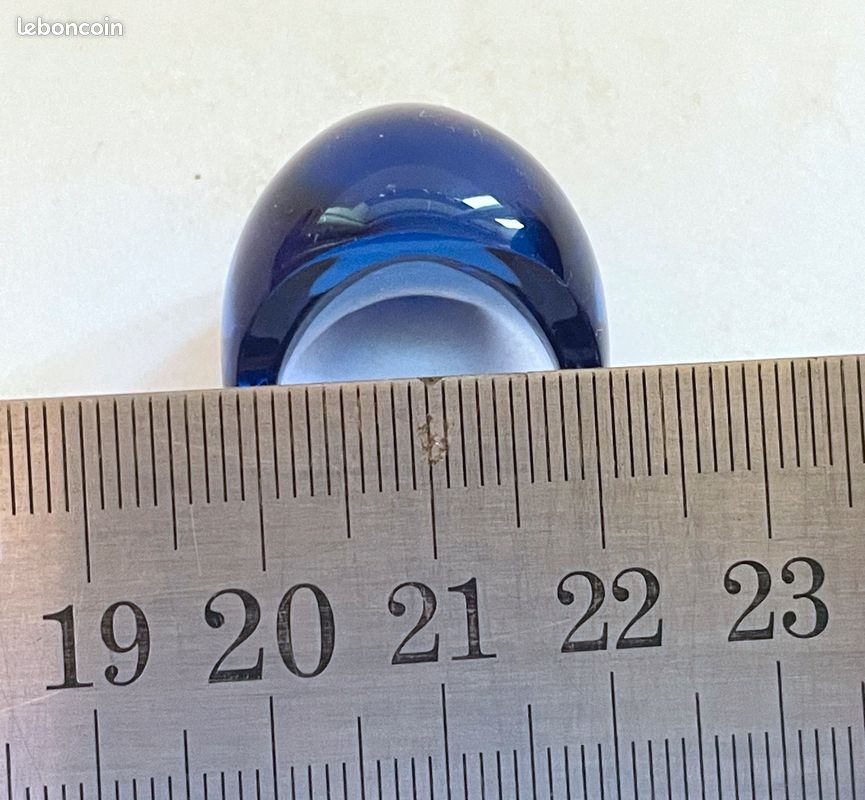 Bague En Cristal Bleu Lalique France - Très Belle, Design Raffiné - Neuf Sans Emballage