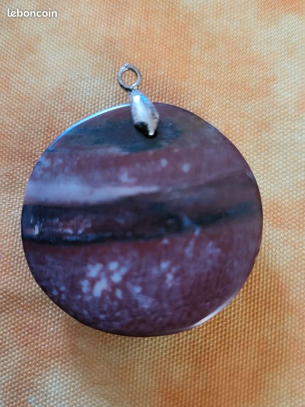 Pendentif bois silicifie forme ronde (image 3)