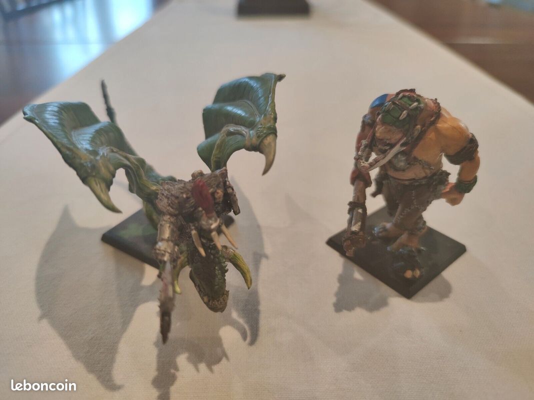 2 Figurines Warhammer en plomb: Chef de guerre orques sur Vouivre + Géant (image 1)