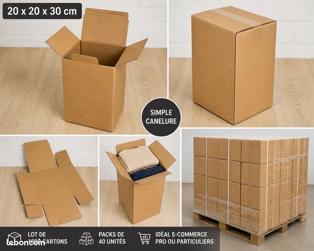 Lot de 20 cartons d'expédition Marron Taille M 331 x 241 x 104 mm