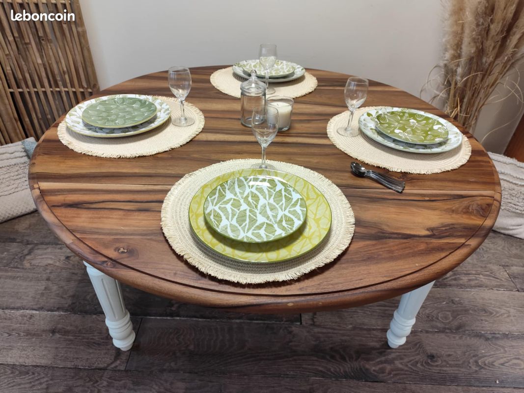 Table d'appoint en noyer deux en une convertible en console bois massif (image 1)