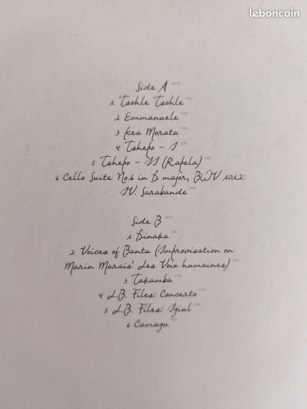 Vinyle violoncelle, musique contemporaine, Abel Selascoe, album Hymns of Bantu (image 3)