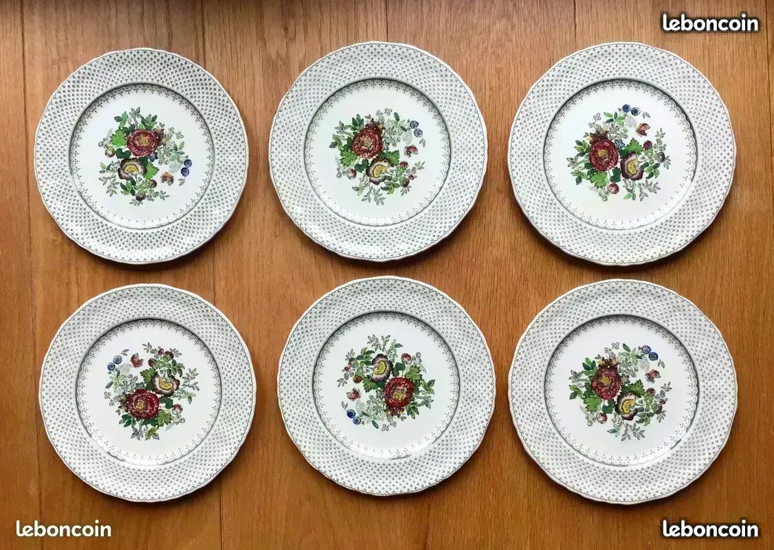 Lot de 6 assiettes à dessert vintage anciennes Mason’s Paynsley Patt Ironstone china England 20cm (image 1)