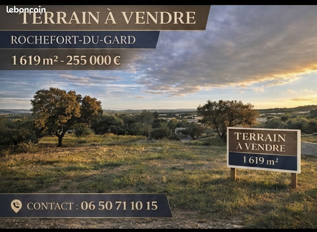 Terrain : 1619 m2 Rochefort-du-Gard · 255 000 €