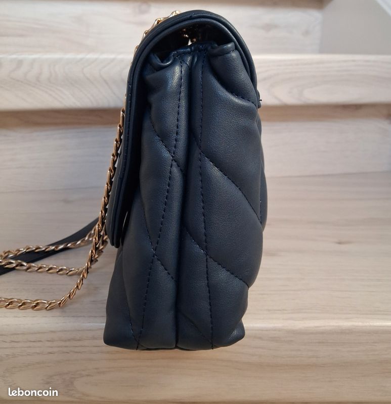 Sac à Main Vintage Guy Laroche Années 90 - Bleu Marine, Porté épaule, Cuir Et Plastique, Neuf