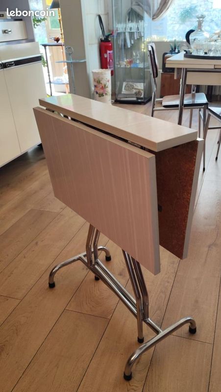 Table Formica Rectangulaire Pliante 70x120cm – Blanc, Pieds Métal, Neuve