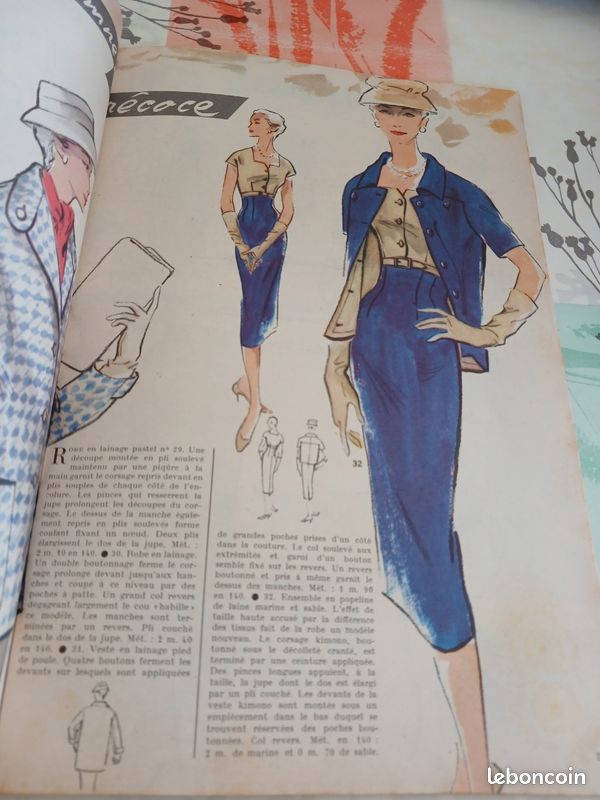 Août 1956 Modes et Travaux, mode, tricot, couture (image 1)