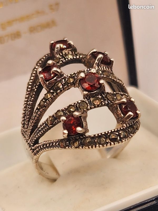 Bague Vintage 1960 – Or Gris 18k – Diamants – Taille 57
