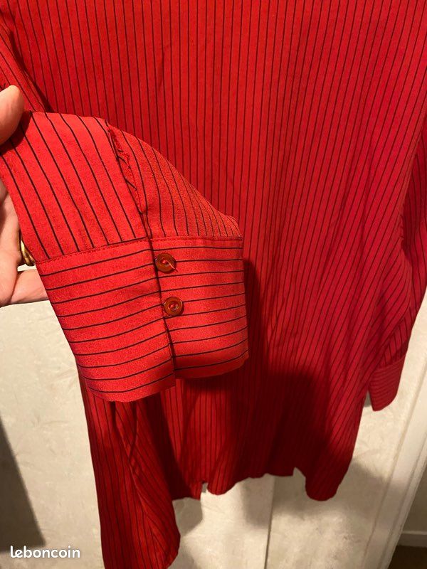 Chemise C&A taille 48 rouge rayé noir très bon état (image 4)