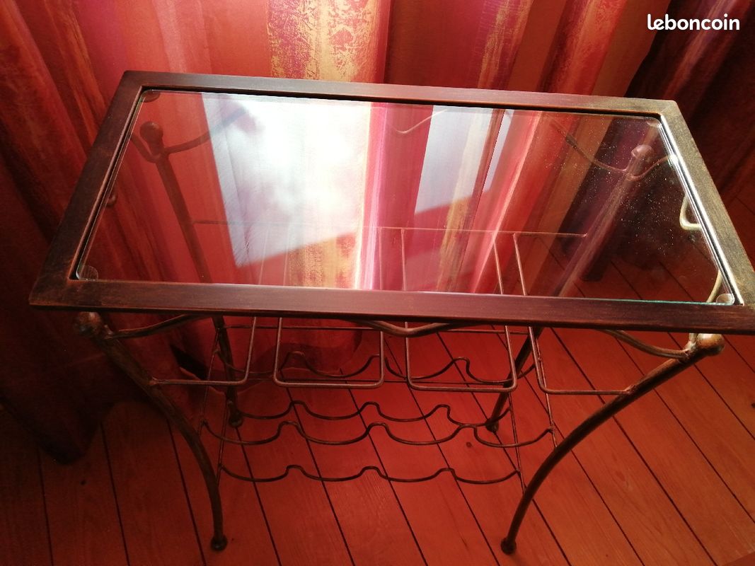 Desserte porte bouteilles (8) et verres en métal cuivré (image 4)