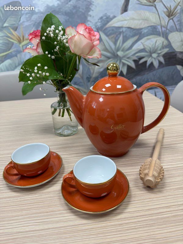 Lot De 2 Tasses à Café Mitterteich Motif Horloge - Porcelaine Brun/blanc
