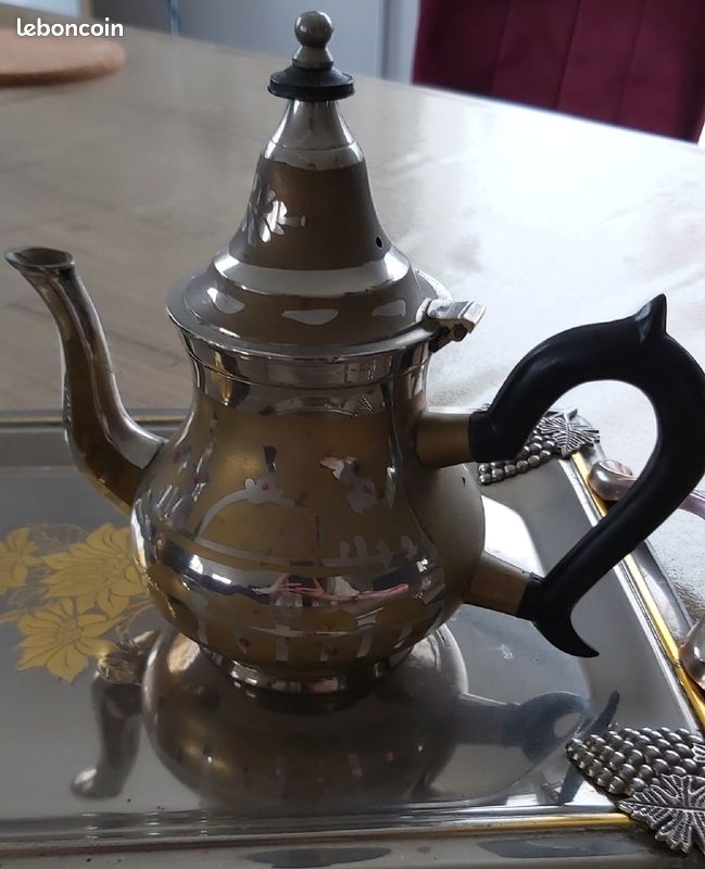 Service à thé en argent avec sucrière et plateau ☕ (image 2)