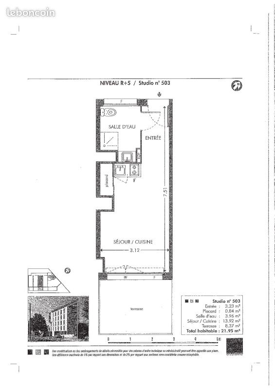 Studio 1 pièce 21 m² - Cenon 33150 (image principale 3)