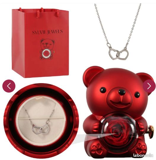 Boite à bijoux ourson avec collier pour Noël (image 1)