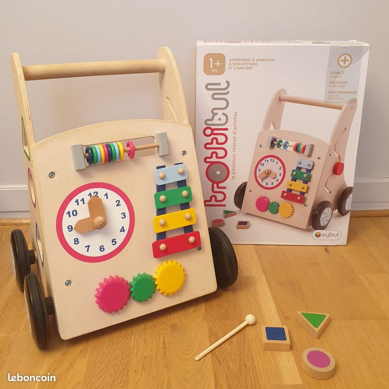 Trotteur Pousseur chariot d'activités en Bois OXYBUL Trottibul en