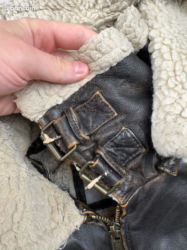 Veste en cuir véritable Wilsons Leather doublée sherpa – Taille L (image 7)