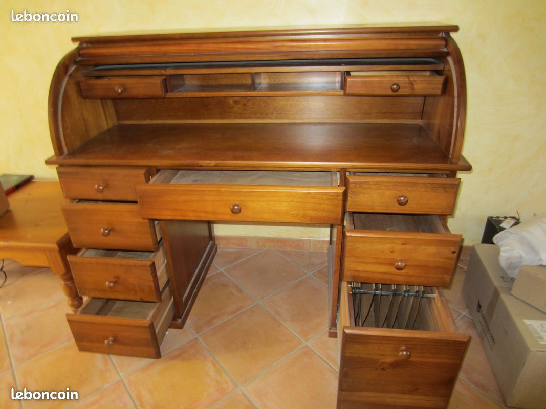 Bureau cylindre en pin + chaise (image 3)