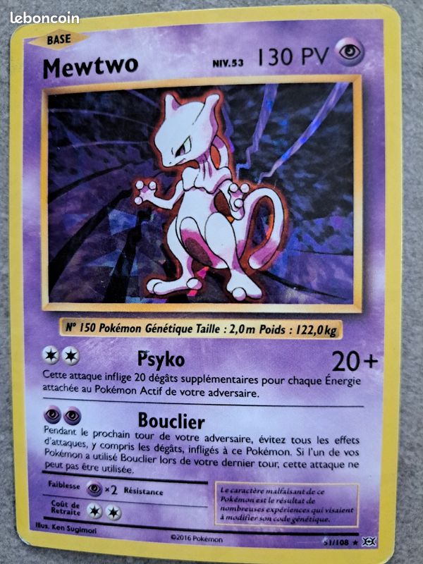 Carte Pokemon Mewtwo base (image 1)