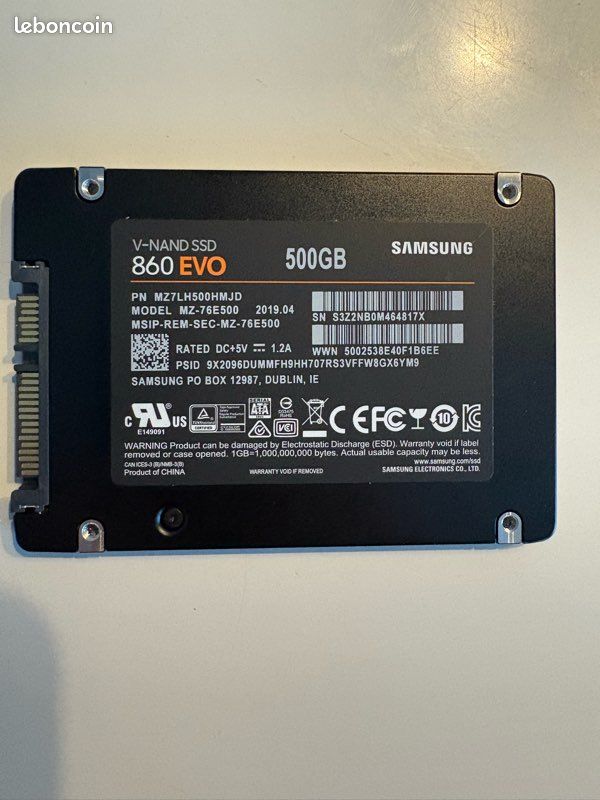 Disque Dur Samsung SSD Evo 860 500 Go Accessoires informatique