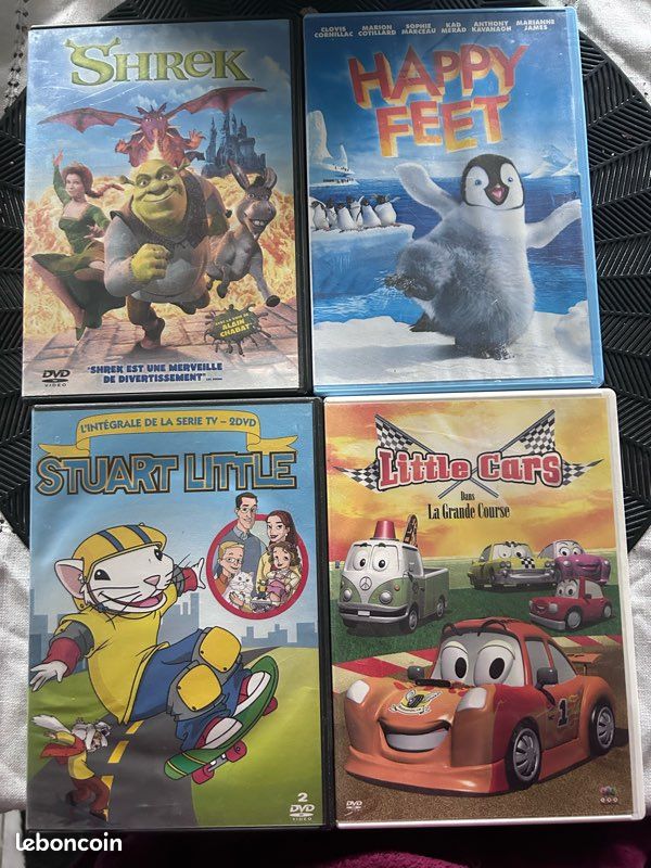 DVD Shrek Happy feet stuart Little et Little cars (image 1)