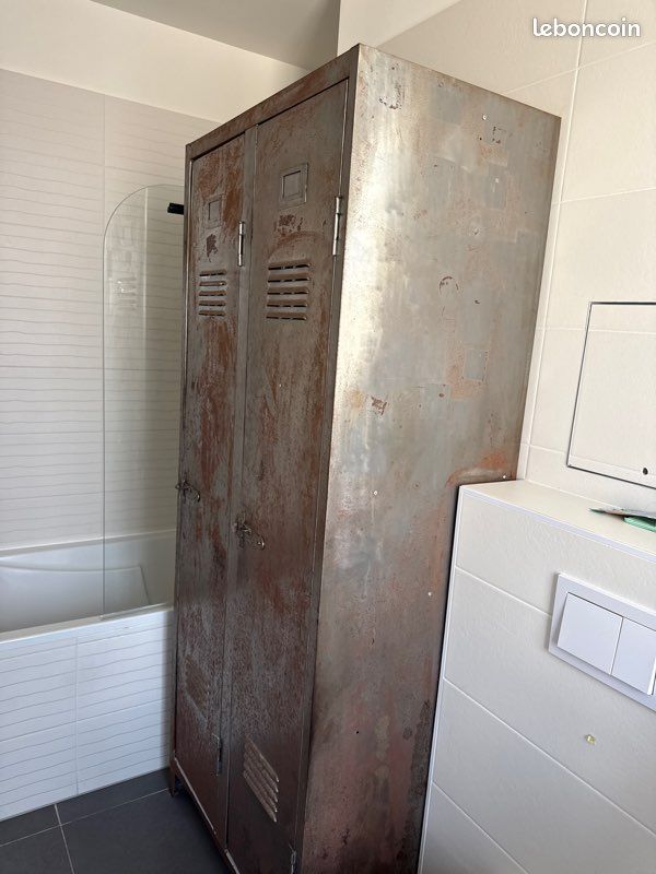 Armoire vestiaire industrielle en métal vintage / loft – 193 cm (image 2)