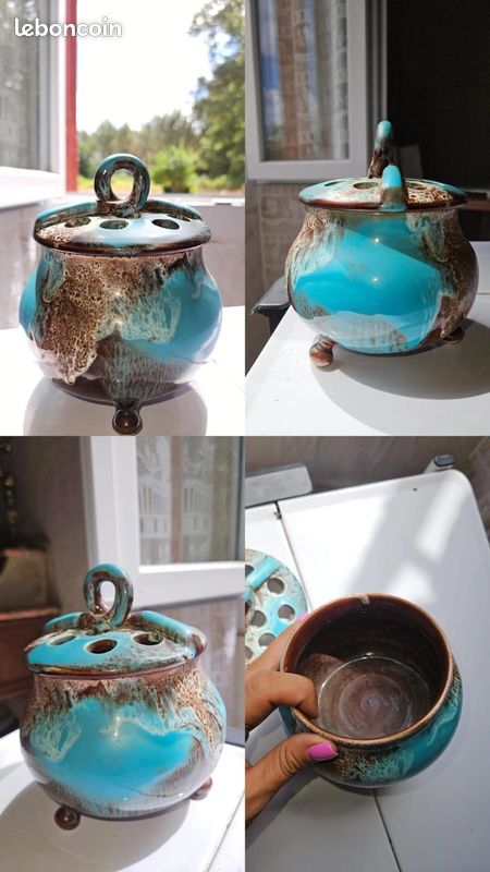 Lot De 3 Pots En Céramique Italiens Vintage Avec Couvercle - Années 70