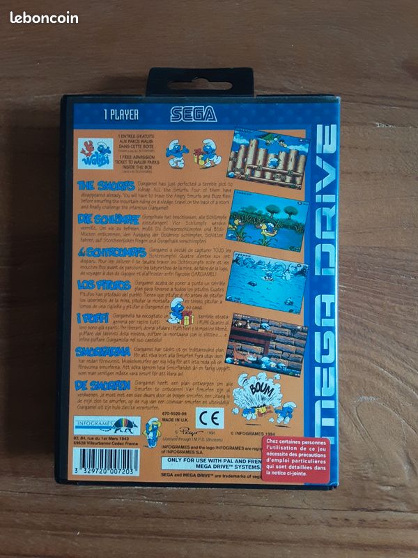 Jeu Mega Drive Les Schtroumpfs – Complet, Boîtier Et Jeu En Bon état