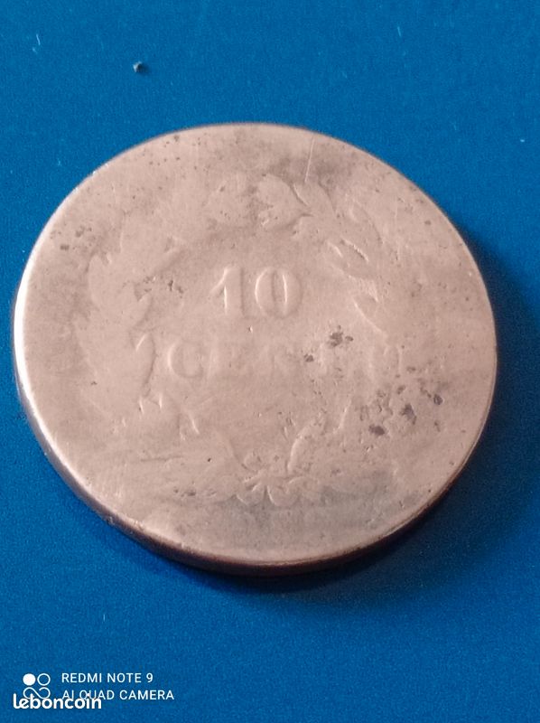 Pièce pour collectionneur de 10 cts de Louis Philippe des Iles année 1839-1844 (image 2)