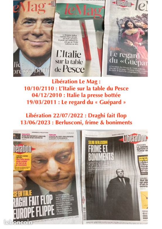 ITALIE (Culture-Littérature-Photos-Arts-Vie Politique) = 5 Revues / 2 Brochures / 3 suppléments à Libération /2 N° de Libération (Photographies Magazine-LU-Ancrages-Impréssions du Sud-Café Crème) (image 19)