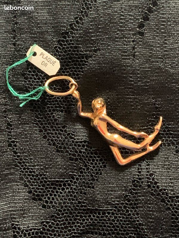 Pendentif Ancien Médaille Danseuse - Plaqué Or, Breloque Rétro Sans Marque