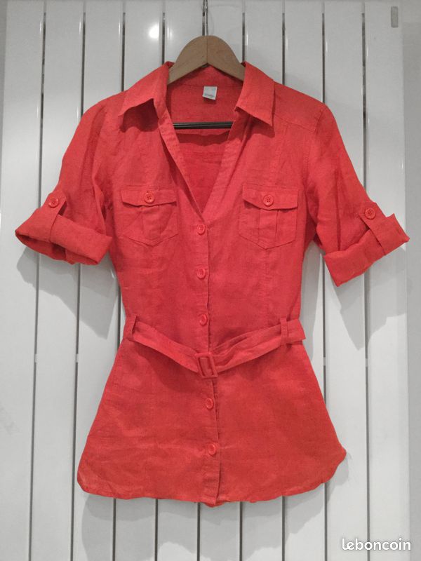 Saharienne corail 100% lin (image 1)