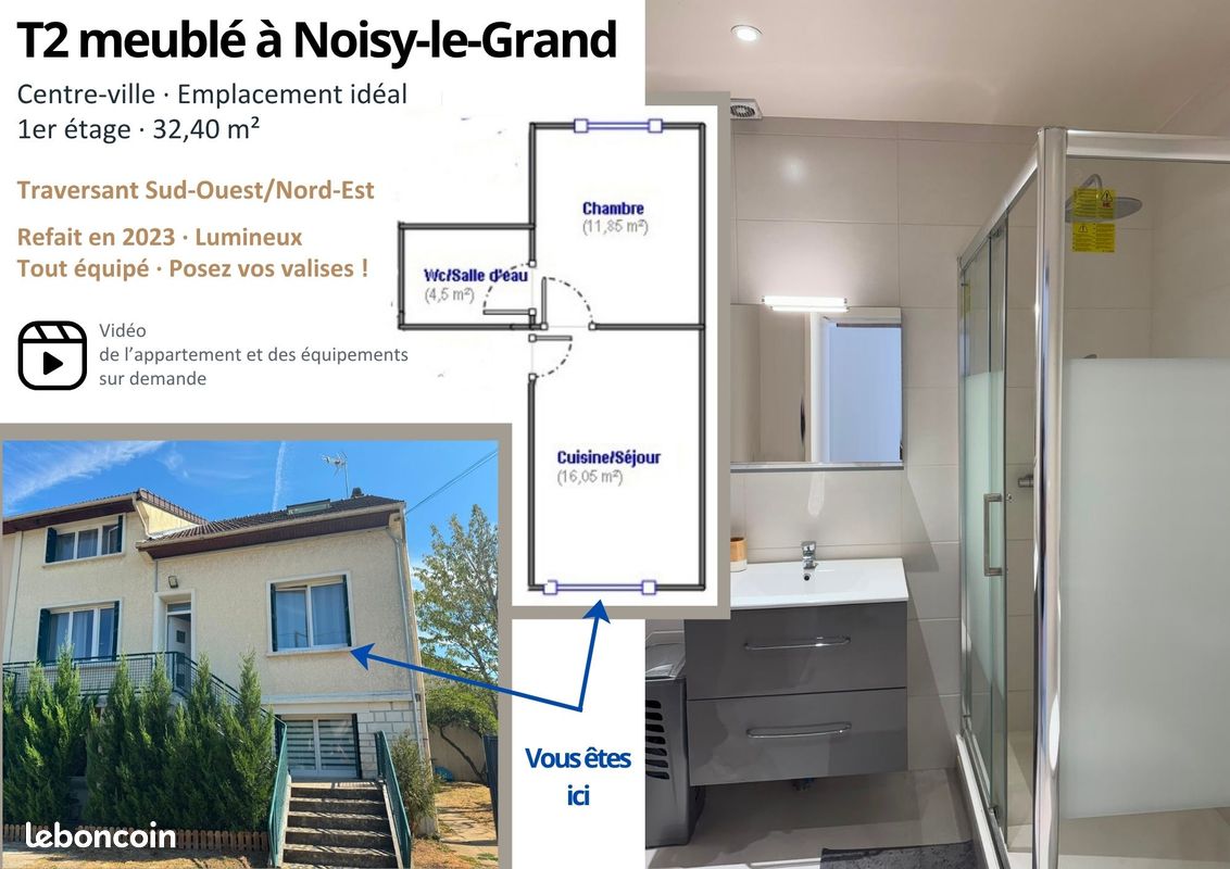Appartement 2 pièces 32 m² · à Noisy-le-Grand · 32,4 m² · 1 000 €/mois