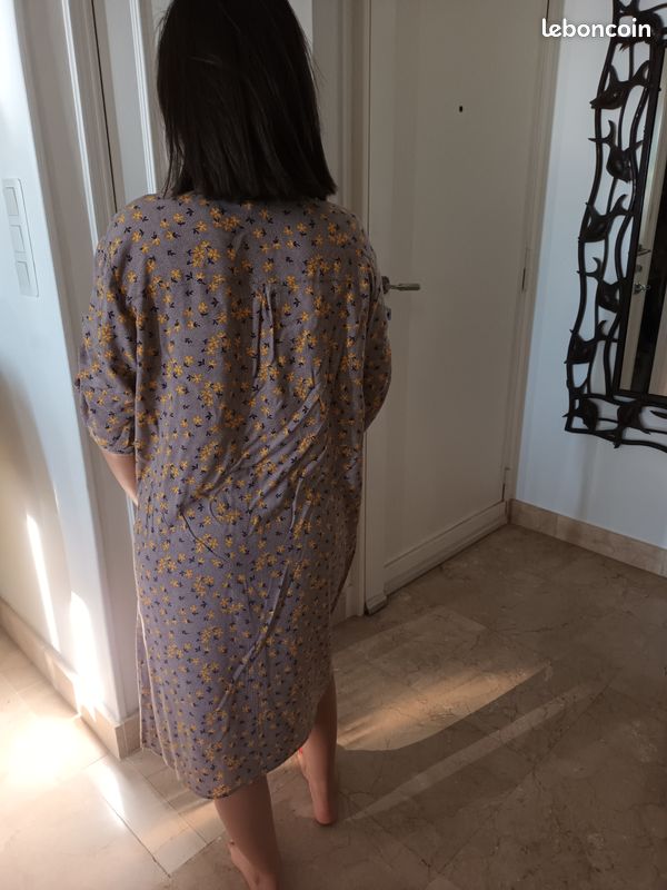 Robe vintage beige imprimé floral jeune et noir taille 38-44 - danayel (image 8)
