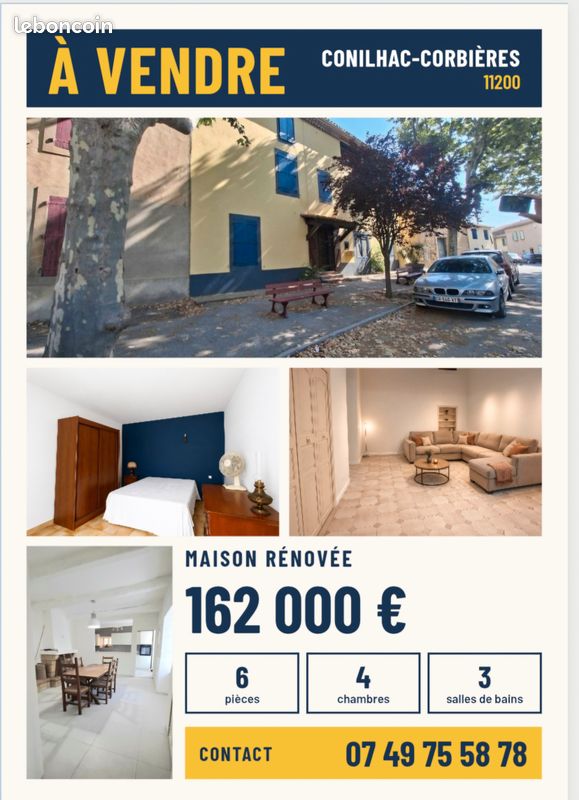 Maison 6 pièces 163 m² · à Conilhac-Corbières · 163 m² · 162 000 €