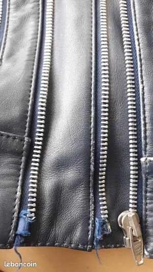 Perfecto Cuir Véritable Vintage 80s - Bleu Klein (Taille 50 / L) (image 9)