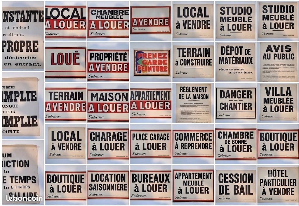 Lot exceptionnel et rare de 29 affiches différentes vintage authentiques - Signalétique ancienne (image 2)