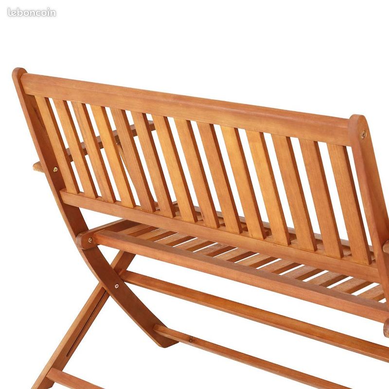 Banc de Jardin Pliable en Bois d'Eucalyptus 2 Places pour Terrasse Balcon Jardin Meuble d'extérieur (image 5)