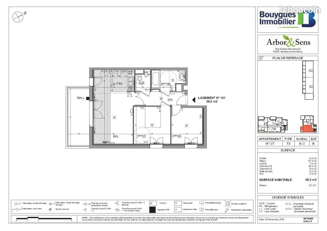 Appartement a louer vandoeuvre-les-nancy - 3 pièce(s) - 58 m2 - Surfyn