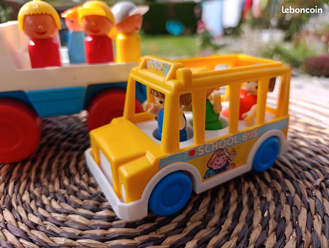 Lot véhicules bus scolaire et voiture chantier enfants jeux vintage années 80 Chicco spectra (image 6)