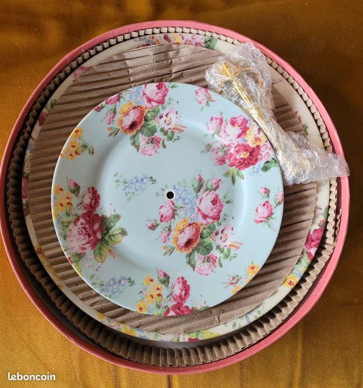 Eplze Présentoir à Gâteau En Céramique à 2 étages En Porcelaine Anglaise Pour Thé De L'après-midi Ou Décoration D'intérieur – Jaune