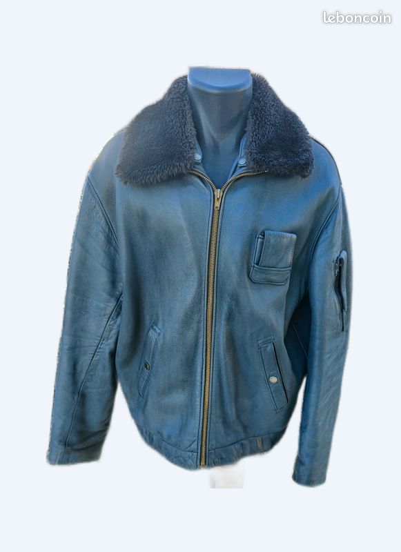 Blouson Militaire Tchèque Vintage Bleu Surplus - Neuf Sans étiquette - Épaulettes Boutons