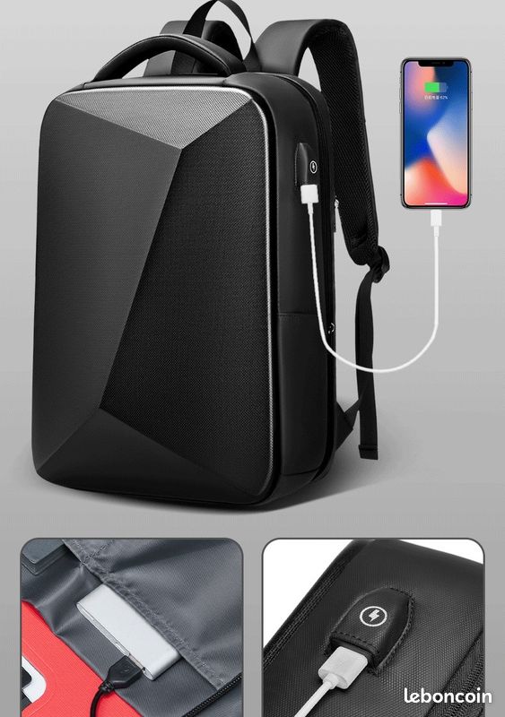 Sac à Dos pour Ordinateur Portable Idéal Pour Voyages Etanche Antivol Prise USB (image 9)