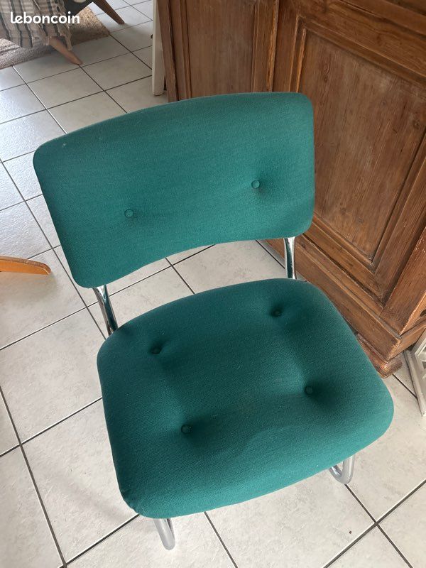 Chaise, vintage, tissu et aluminium (image 1)