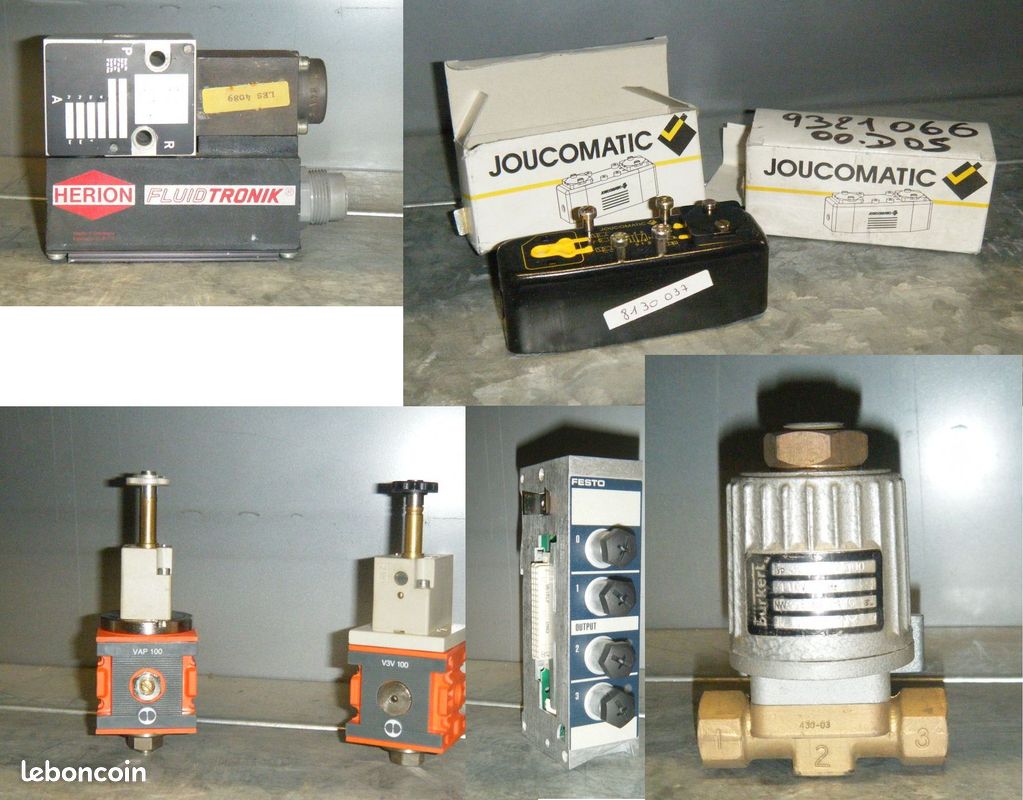 Lot de matériel pneumatique: bosch, mac, joucomatic, skillair, parker,  cpoac, siebe, atos, burkert, flutec, asco, smc, norgren, rexroth,  hoerbiger, dalmec , festo, honeywell, endress + hauser, etc