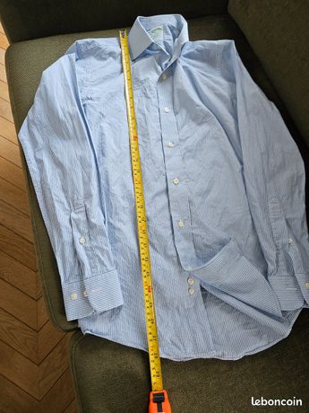 Chemise Homme Brooks Brothers En Coton - Classique Rayée Vert/bleu - Taille 15 1/2 - Manches Longues - Non Repassable