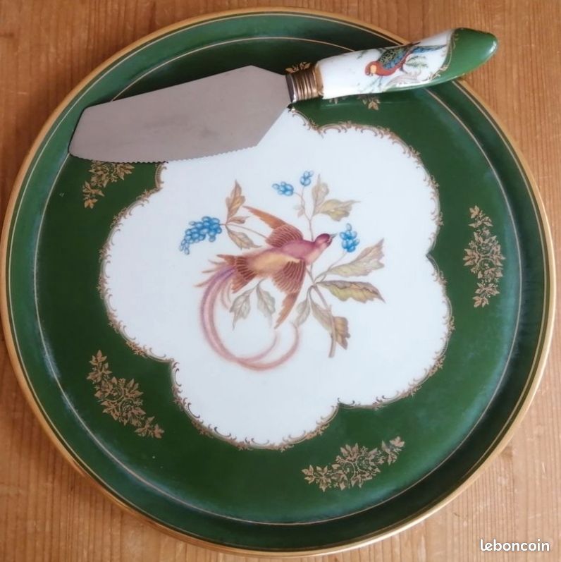 Plat à tarte porcelaine de Limoges + pelle assortie (image 1)