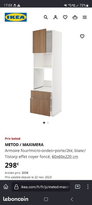 Armoire four/micro-ondes Metod Ikea. 2 tiroirs et 1 portes (image 4)