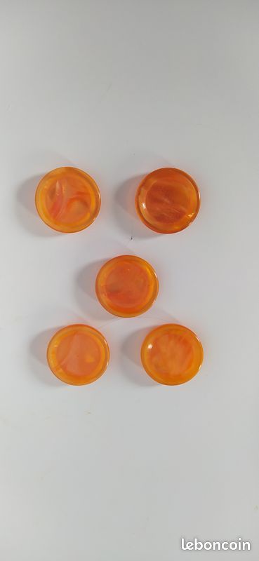 2 Boutons De Tiroir En Céramique – 37 X 27 Mm, Poignées Boule Orange, Lot De 2