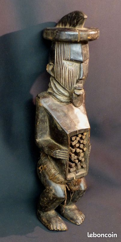 Art Africain grande statuette de sorcier téké congo 49cm diversité matériaux afrique (image 4)