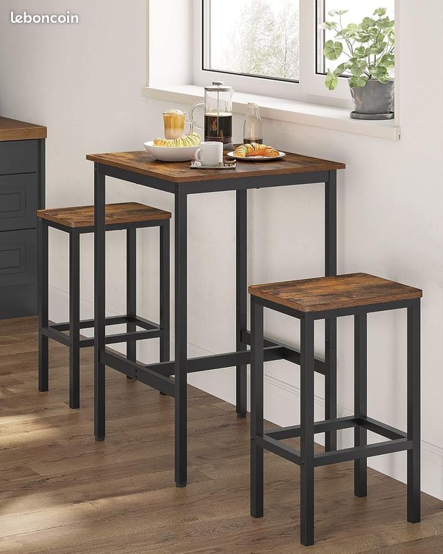 Table Haute De Cuisine Conforama Avec Banc Et 2 Tabourets - Bois - Occasion